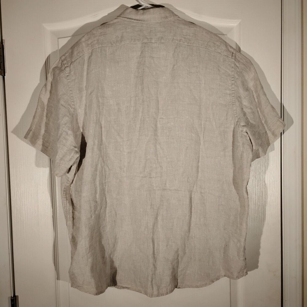Banana Republic shirt mens XL Xlarge gray 100% linen short sleeve casual standar - Picture 9 of 10